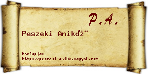 Peszeki Anikó névjegykártya
